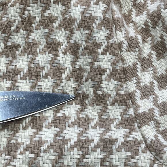 Banana Republic Houndstooth Wool Cropped Coat Jacket Beige Size 12 Classic Y2K - Picture 11 of 14